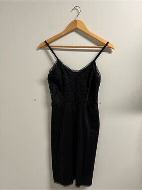 Vintage 1950s Black Lace Slip Dress
